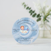 男の赤ちゃんシャワー招待状ムーンライトスターウォーターカラー 招待状 (スタンド正面)