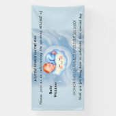 男の赤ちゃんシャワー招待状ムーンライトスターウォーターカラー 横断幕 (縦)