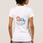 男の赤ちゃんシャワー招待状ムーンライトスターウォーターカラー Tシャツ (裏面)