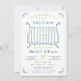 男の赤ちゃんシャワー招待状レースのよう – クリブ – 青 招待状