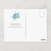 男の赤ちゃんシャワー招待状水彩ウミガメ ポストカード (裏面)