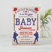 男の赤ちゃんシャワー招待状、ヴィンテージ野球 招待状 (スタンド正面)