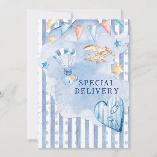 男の赤ちゃんシャワー招待状 招待状 (裏面)