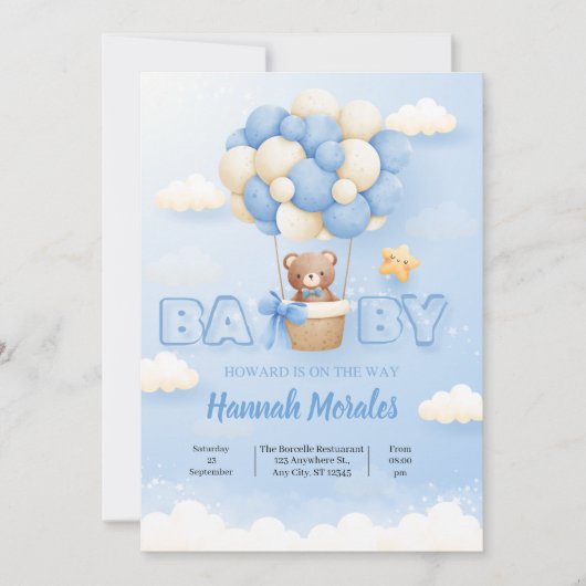 男の赤ちゃんシャワー招待状 招待状 (正面)