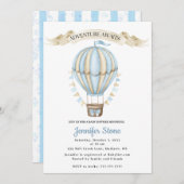 男の赤ちゃんシャワー招待状 – 熱気球 招待状 (正面/裏面)