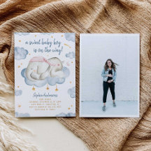 男の赤ちゃんシャワー招待状 – 眠っている象