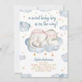 男の赤ちゃんシャワー招待状 – 眠っている象 招待状 (正面)