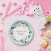 男の赤ちゃんシャワー素朴リースブルーwアイボリーバラ ペーパープレート (パーティー)