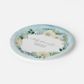 男の赤ちゃんシャワー素朴リースブルーwアイボリーバラ ペーパープレート (アングル)
