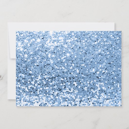 男の赤ちゃんシャワー足グリッターブルーホワイトルクス 招待状 (裏面)