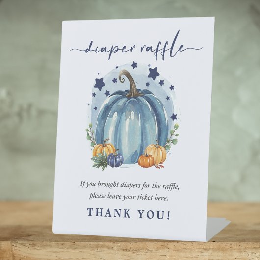 男の赤ちゃんシンプルサツカボチャシャワーおむつラッフル 台座サイン