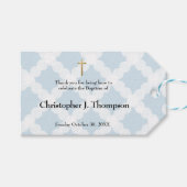 男の赤ちゃんシンプルバプテスマの恩恵ありがとう ギフトタグ (正面(横))