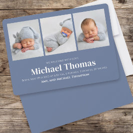 男の赤ちゃんシンプルフォトコラージブルー