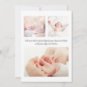 男の赤ちゃんシンプルモダン数々のフォトブルー誕生 案内状 (裏面)