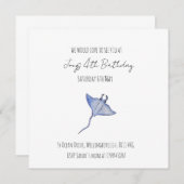 男の赤ちゃんシンプル海誕生日マンタレイ 招待状 (正面/裏面)