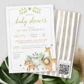 男の赤ちゃんジャングルサファリアニマルズブルーグリーンシャワー 招待状