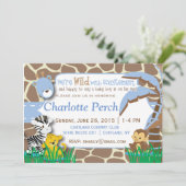 男の赤ちゃんジャングルベビーシャワー招待状 招待状 (スタンド正面)