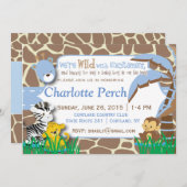 男の赤ちゃんジャングルベビーシャワー招待状 招待状 (正面/裏面)