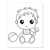 男の赤ちゃんジャンプスーツのカラーリングページ ラバースタンプ (インプリント)