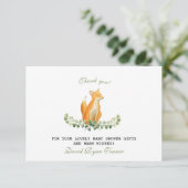 男の赤ちゃんスウィートキツネウッドランドベビーシャワーサンキューユア サンキューカード (スタンド正面)