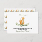 男の赤ちゃんスウィートキツネウッドランドベビーシャワーサンキューユア サンキューカード (正面/裏面)