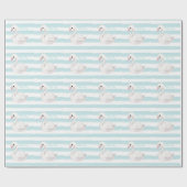 男の赤ちゃんスクリプトブルーストライプベビーシャワー ラッピングペーパー (フラット)