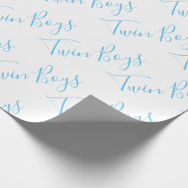 男の赤ちゃんスクリプトブルーツインボーイズベビー ラッピングペーパー