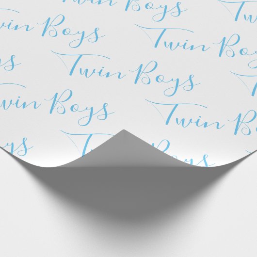 男の赤ちゃんスクリプトブルーツインボーイズベビー ラッピングペーパー (角)