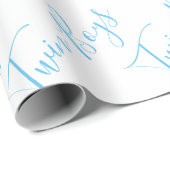 男の赤ちゃんスクリプトブルーツインボーイズベビー ラッピングペーパー (ロールコーナー)