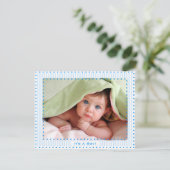 男の赤ちゃんストライプとドットベビー写真発表 案内状 (スタンド正面)