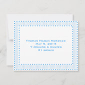 男の赤ちゃんストライプとドットベビー写真発表 案内状 (裏面)