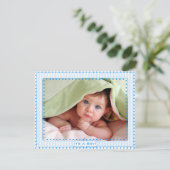 男の赤ちゃんストライプとドットベビー写真発表 案内状 (スタンド正面)