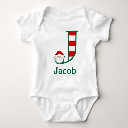 男の赤ちゃんストライプのサンタクリスマスボディスーツJ ベビーボディスーツ (正面)