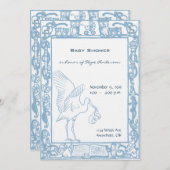 男の赤ちゃんストークとフクロウ縁どシャワーのお知らせ 招待状 (正面/裏面)