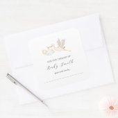 男の赤ちゃんストークシャワー蔵書票 スクエアシール (封筒)