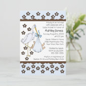 男の赤ちゃんストークボーイベビーシャワー招待状 招待状 (スタンド正面)