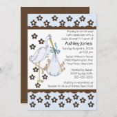 男の赤ちゃんストークボーイベビーシャワー招待状 招待状 (正面/裏面)