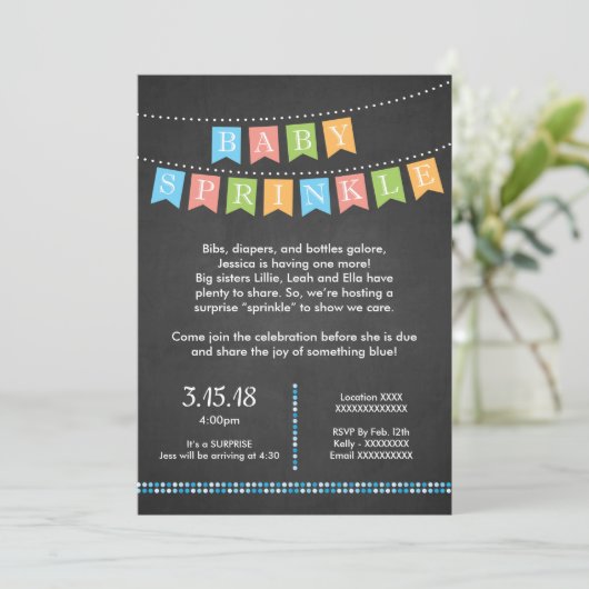 男の赤ちゃんスプリンクル招待状 招待状 (スタンド正面)