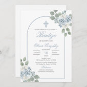 男の赤ちゃんスペインのの洗礼 招待状 (正面/裏面)