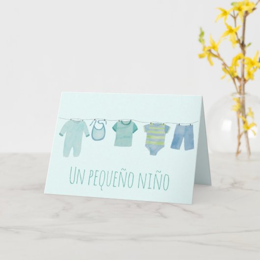 男の赤ちゃんスペインの祝い カード (黄色い花)