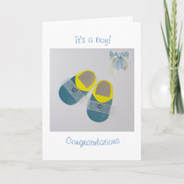 男の赤ちゃんスリッパのパーソナライズ カード