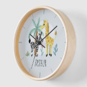 男の赤ちゃんズキュートブルーサファリキッフェキッズ子供部屋 壁時計 (傾斜)