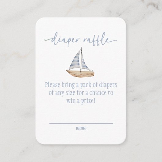 男の赤ちゃんセイルシャワーおむつラッフルカード エンクロージャーカード (正面)