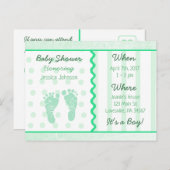 男の赤ちゃんセージ緑ベビーシャワー招待状 インビテーションポストカード (正面/裏面)