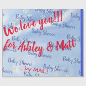 男の赤ちゃんソフトデイジー水彩ベビーシャワー ラッピングペーパー (フラット)