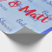 男の赤ちゃんソフトデイジー水彩ベビーシャワー ラッピングペーパー (角)