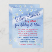 男の赤ちゃんソフトデイジー水彩ベビーシャワー 招待状 (正面/裏面)