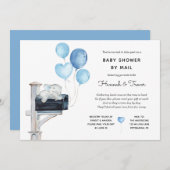 男の赤ちゃんゾウがメールボックスでシャワーをメールで浴びる 招待状 (正面/裏面)