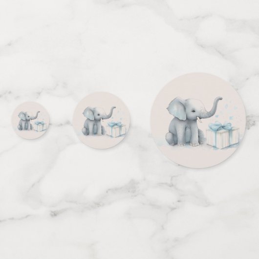 男の赤ちゃんゾウと風船シャワー コンフェッティ (正面)