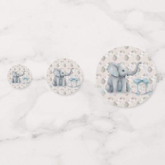 男の赤ちゃんゾウと風船シャワー コンフェッティ (裏面)